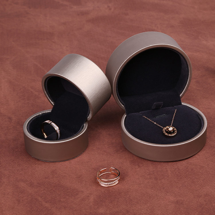 High-End pu leather round custom plastic ring gift box