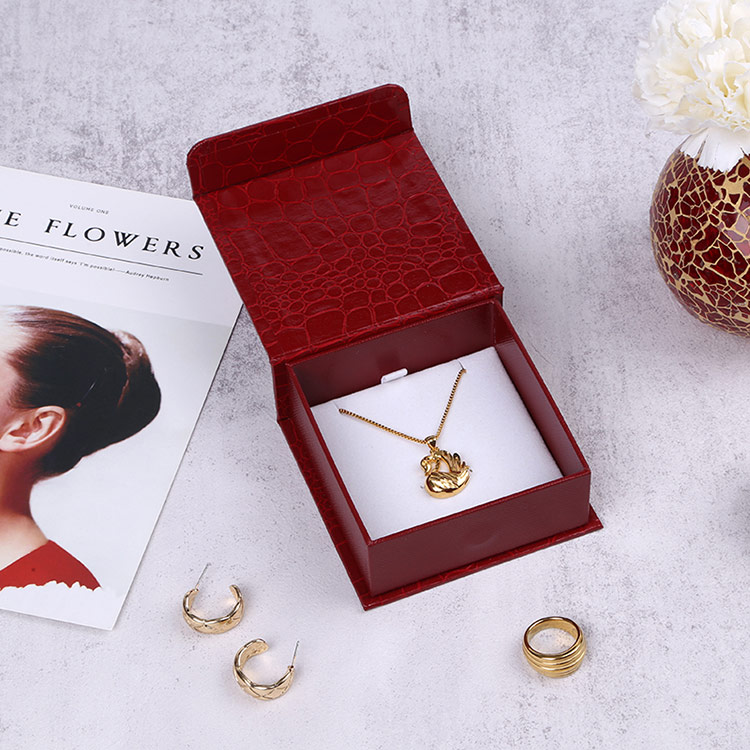Red magnetic custom wedding ring gift box for ceremony
