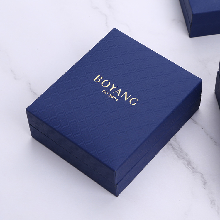 Custom logo blue elegant small gift ring box packaging for proposal