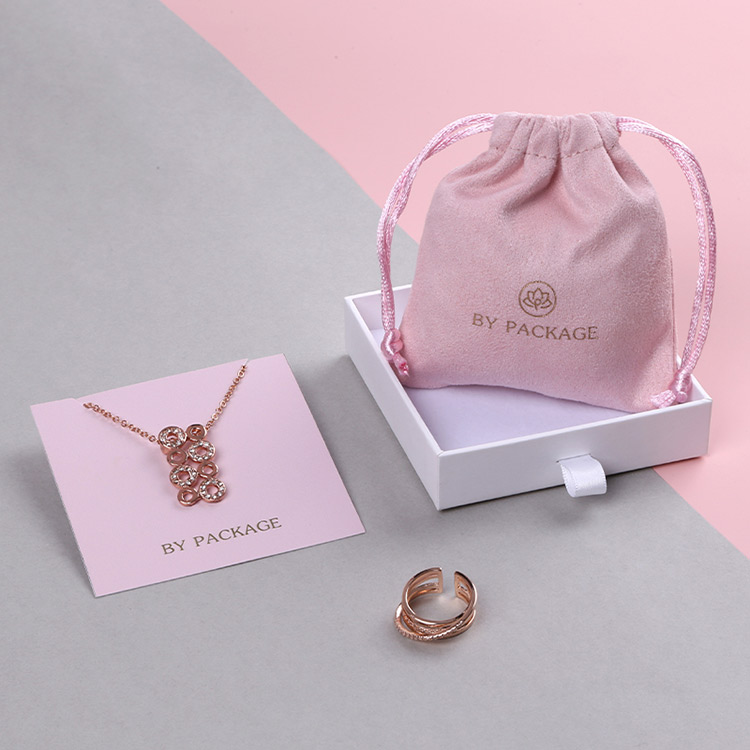 Logo custom velvet wedding ring bags drawstring jewelry pouch