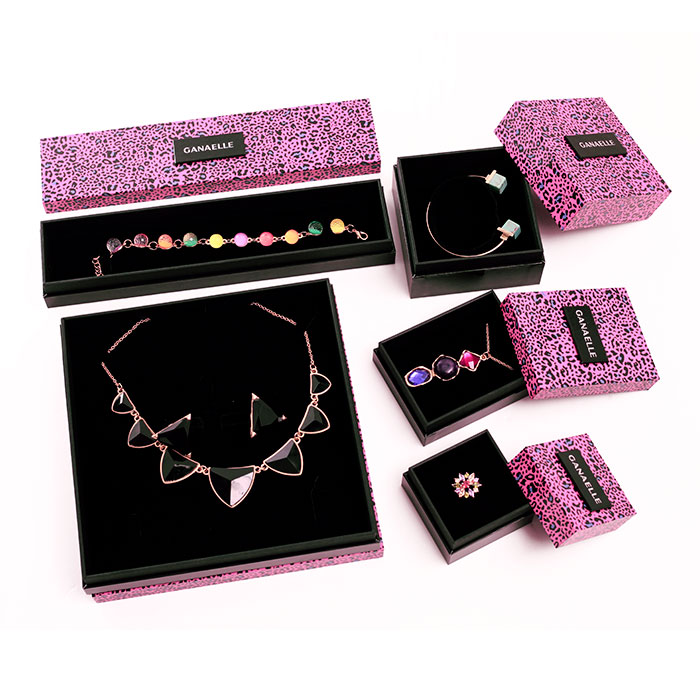 Custom quality jewellery box set, Pink leopard pattern