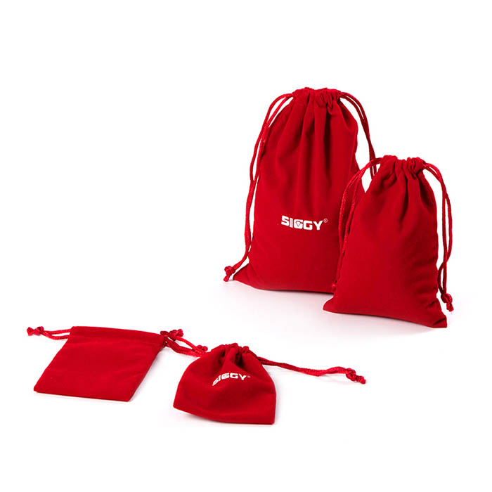 High quality logo customized red cotton drawstring bag