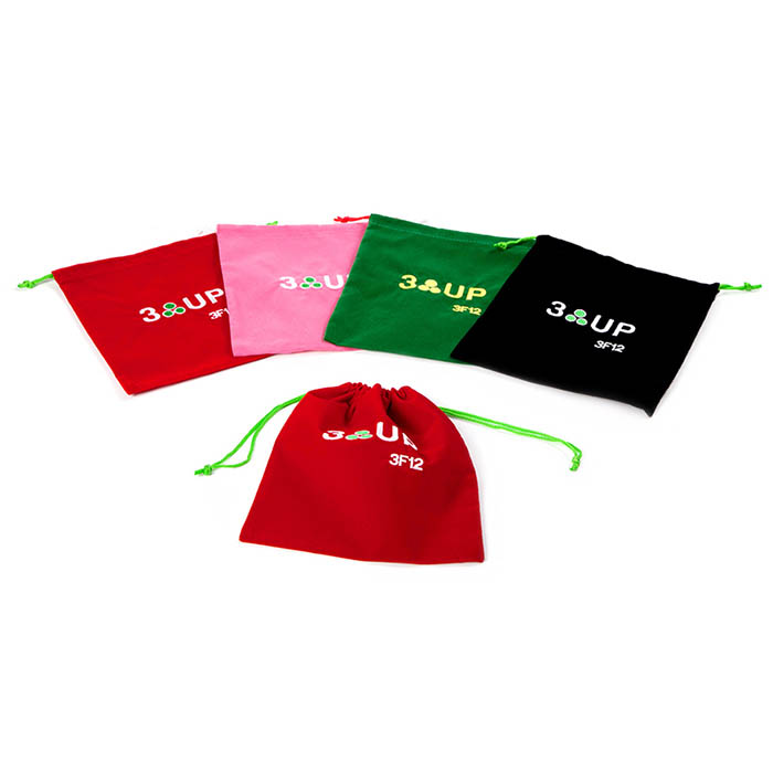 High quality logo customized red cotton drawstring bag