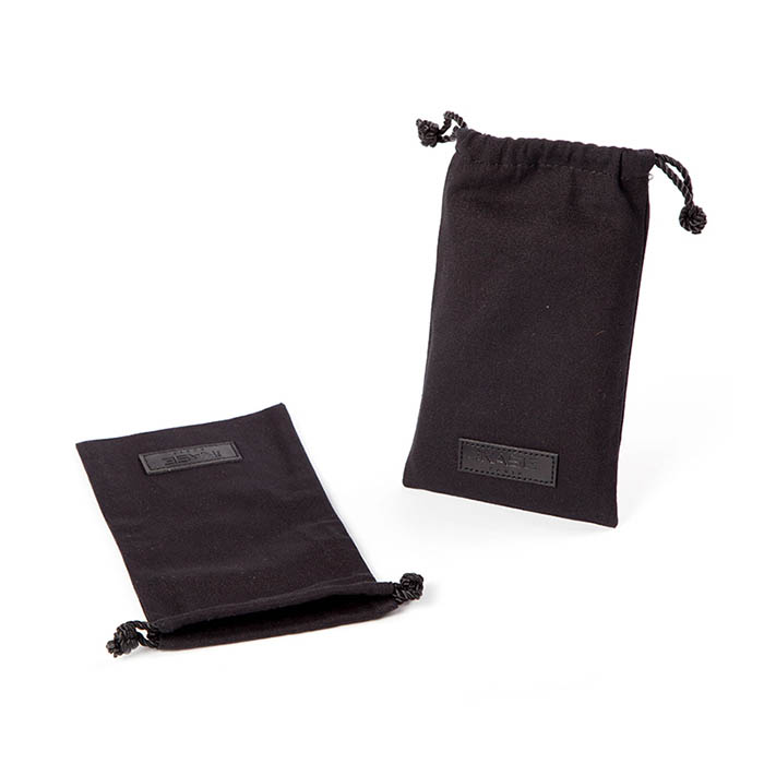 The custom black velvet pouch