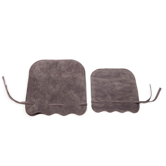 Factory grey custom velvet pouch for ring and earring