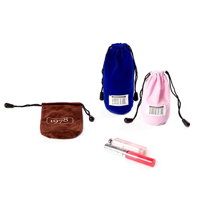 Small custom jewelry velvet bag with print