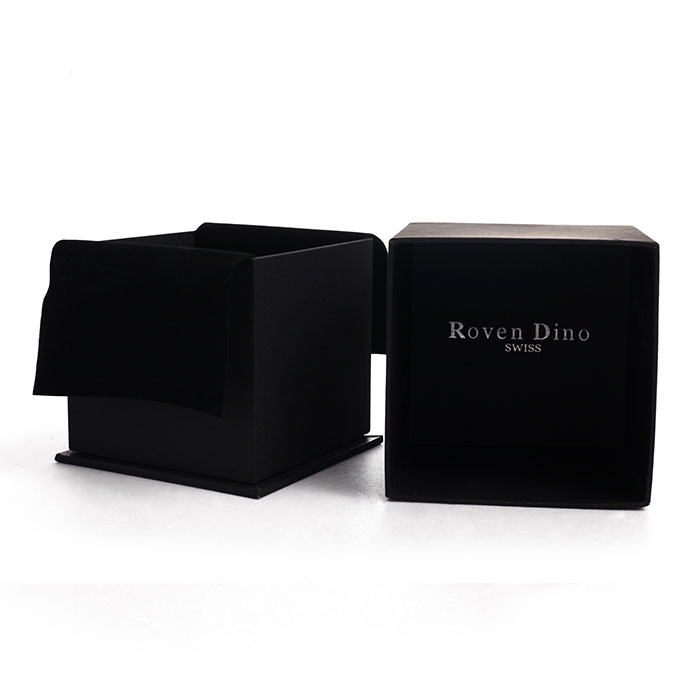 Custom logo printed watch box, watch box with pouch on lid factory