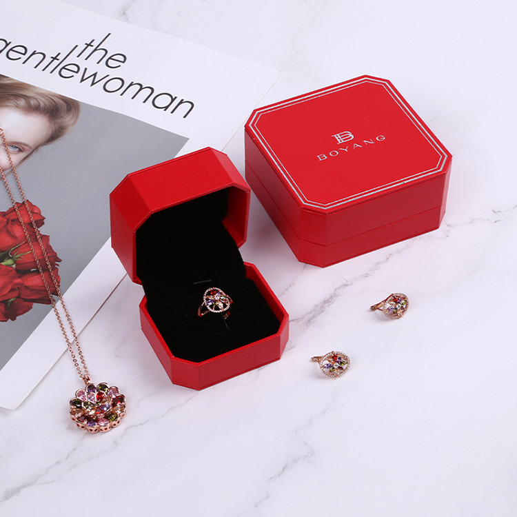 Good china supplier custom red decorative engagement ring jewelry boxes