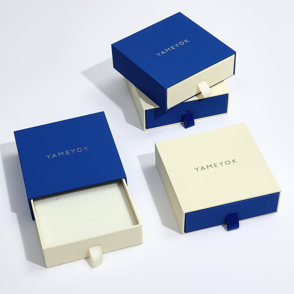 Wholesale luxury blue long eco paper gift jewelry box packaging