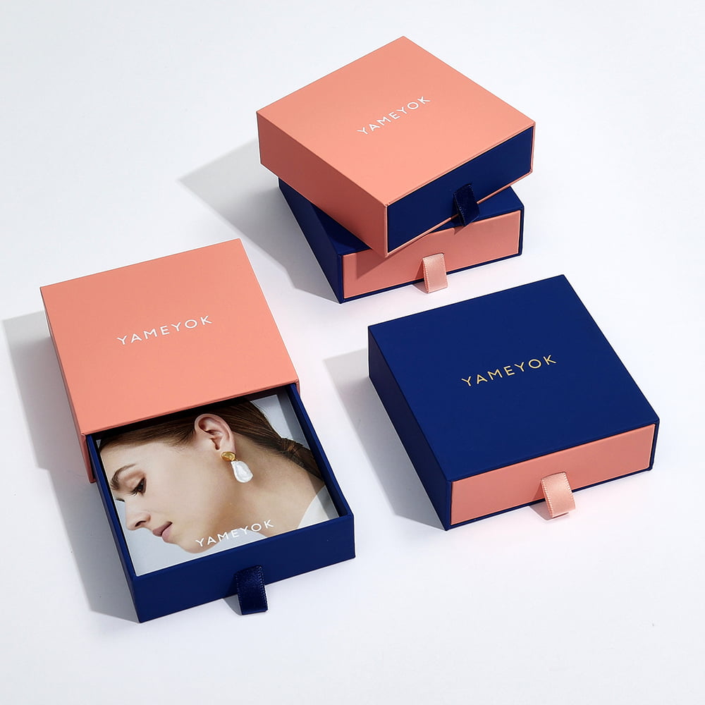Wholesale luxury blue long eco paper gift jewelry box packaging