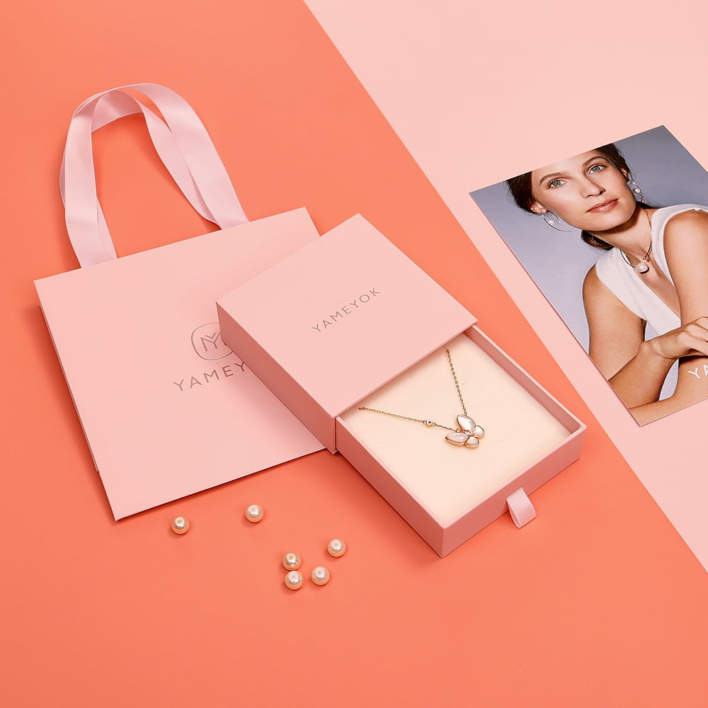 Custom logo jewelry packaging set, jewelry box, jewelry bag, paper bag, jewelry card