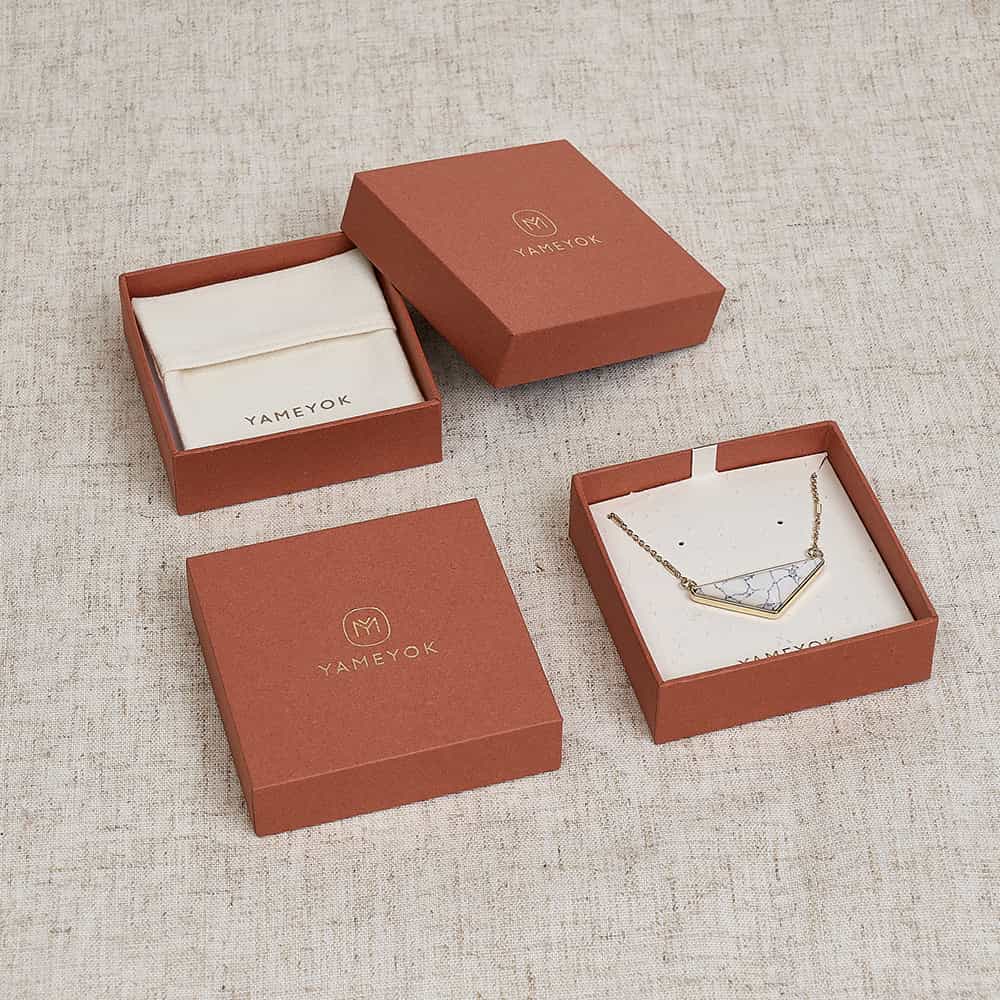 High quality exquisite custom logo jewelry set packaging box with jewelry bag
