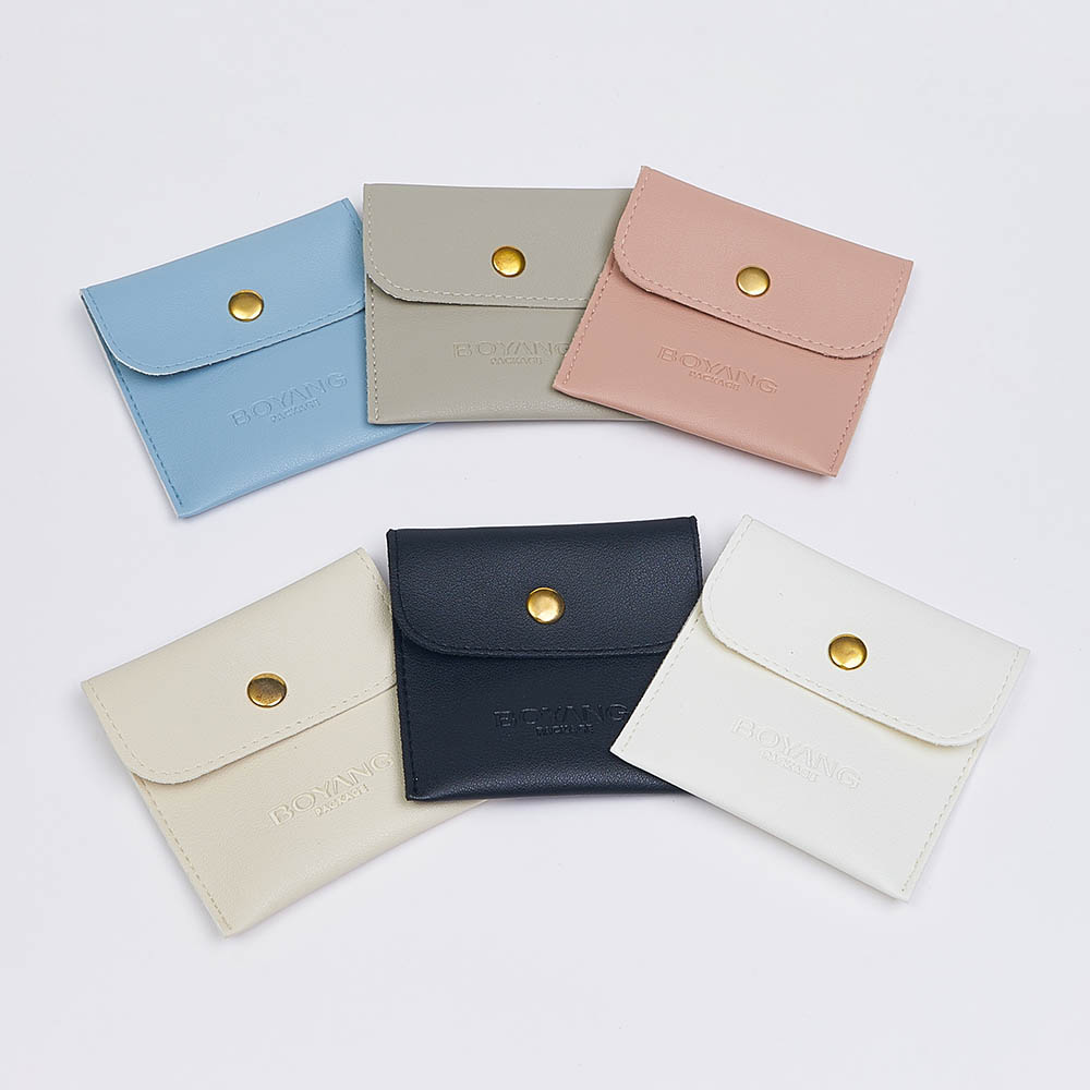 Luxury custom logo pu leather jewelry pouch packaging factory