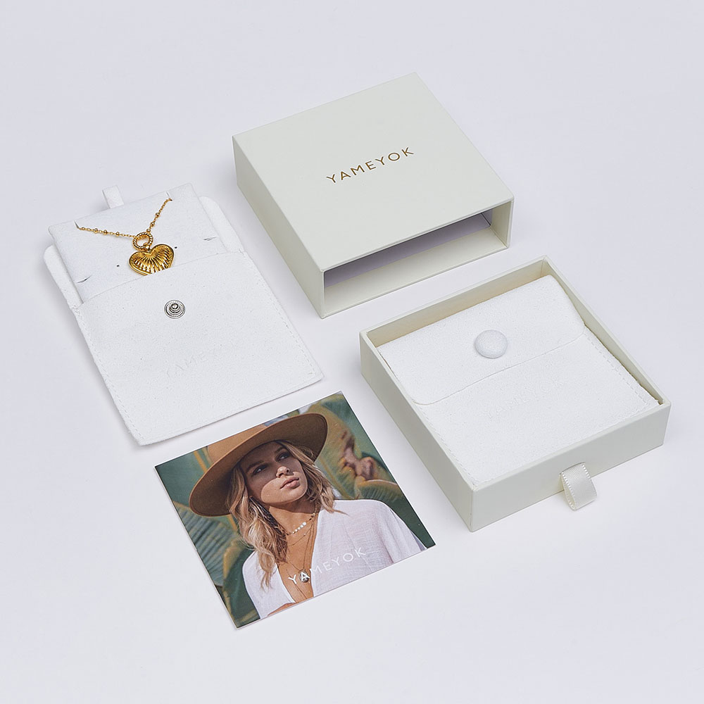 Hot sale custom logo button microfiber jewelry gift bags with jewelry packaging boxes