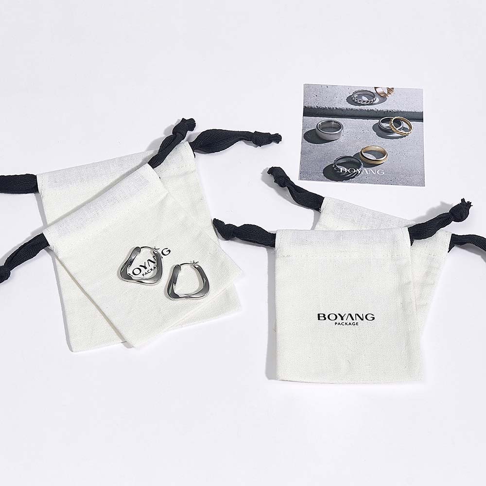 Eco friendly jewellery pouch custom luxury drawstring cotton jewelry gift bags