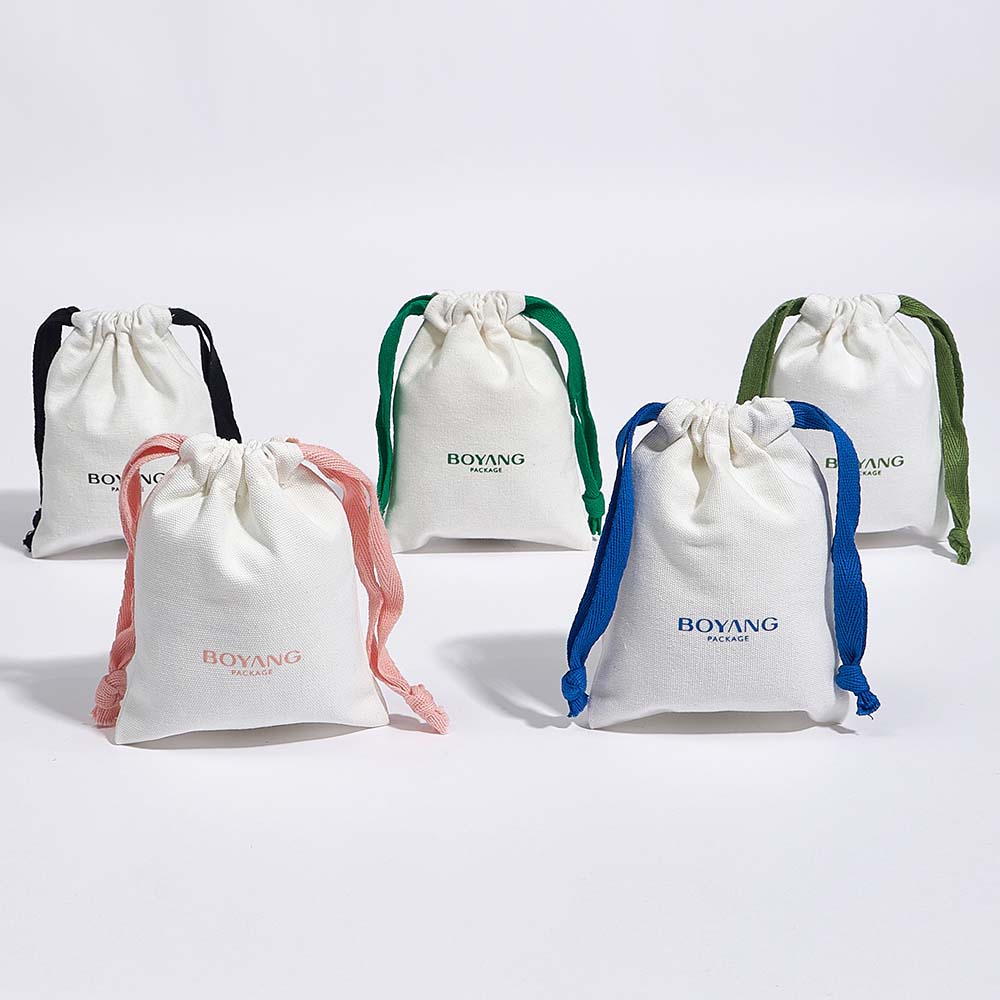 Eco friendly jewellery pouch custom luxury drawstring cotton jewelry gift bags