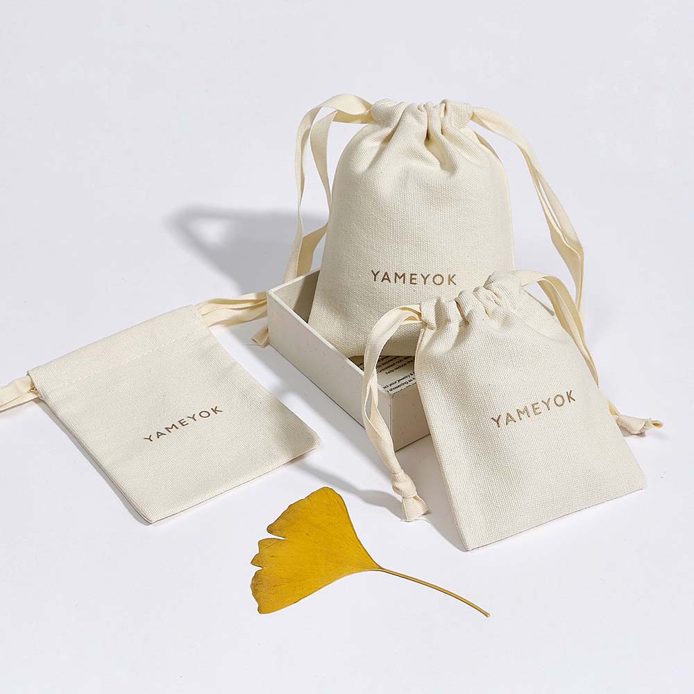 Natural custom drawstring eco cotton jewelry packaging bags pouch