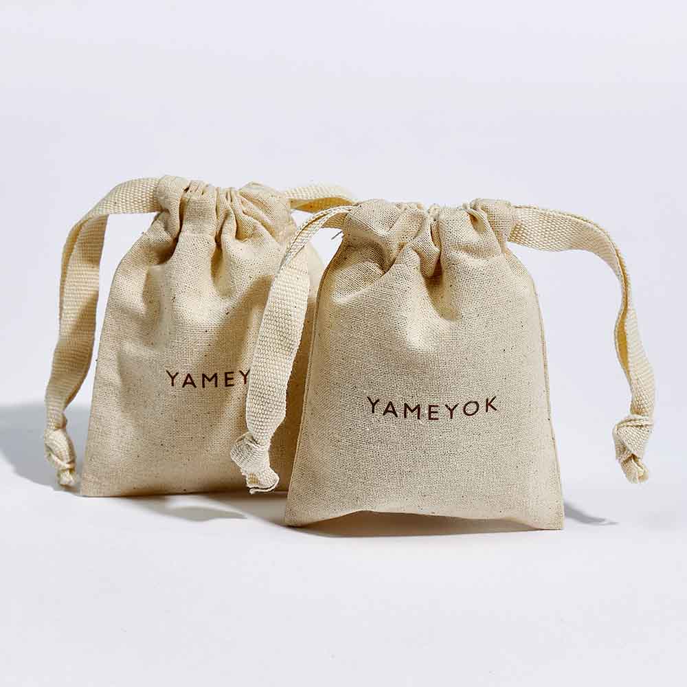 Eco friendly custom logo drawstring cotton jewelry bags packaging