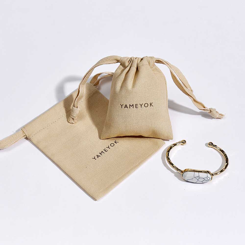 Natural custom drawstring eco cotton jewelry packaging bags pouch