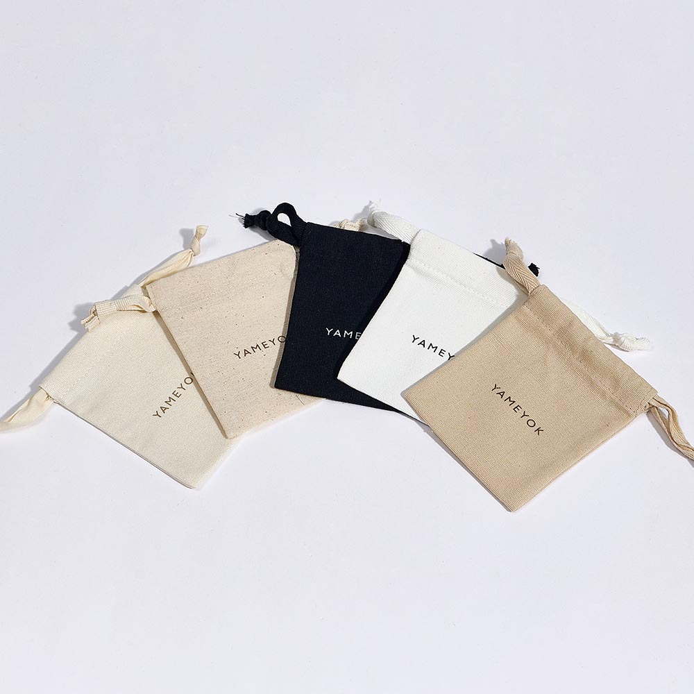 Natural custom drawstring eco cotton jewelry packaging bags pouch